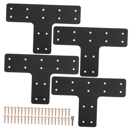 Uonlytech 4 Stück Förmige Trägerhalterung Teiliges Set Robuste Reparaturplatte für Holzverbindungen für Pergolen und Gartenstrukturen mit Schrauben Langlebigem von Uonlytech