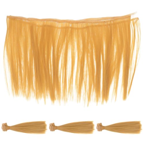 Uonlytech 4 Stück Puppenhaar-Perücken, Glatte synthetische Perücken, Hochtemperaturfaser-Haarverlängerungen, Puppenherstellung, Kunstbedarf für Mädchen, Kunsthandwerk von Uonlytech