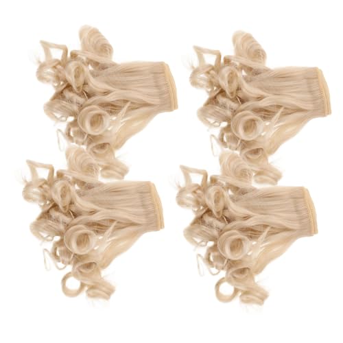 Uonlytech 4 Stück Puppenperücke Kostümparty Perücke Puppenhaarmaterial Puppenhaarzubehör Perücke Zum Basteln Puppe Synthetisches Perückenhaar Puppe Lockiges Haar Beige Hochtemperaturdraht von Uonlytech