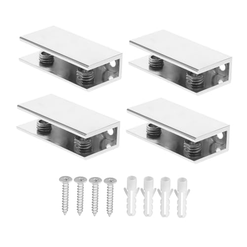 Uonlytech 4 Stück Teiliges Rechteckige Glasklemmen aus Zinklegierung Verstellbare Halterungen für Glasplatten Stabile Befestigung für Spiegel und Glasregale in Bad Dusche Küche Wohnzimmer von Uonlytech