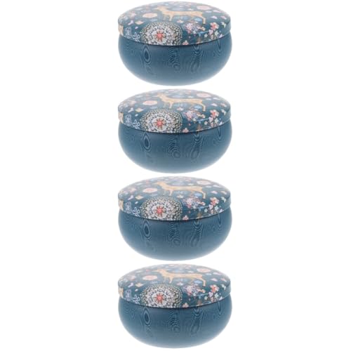 Uonlytech 4 Stück Vintage REH Kleine Runde Aufbewahrungsdose Blech Vielseitiger Organizer für Schmuck Süßigkeiten Kleinteile Design Einfach zu Öffnen Schließen für Partys und von Uonlytech