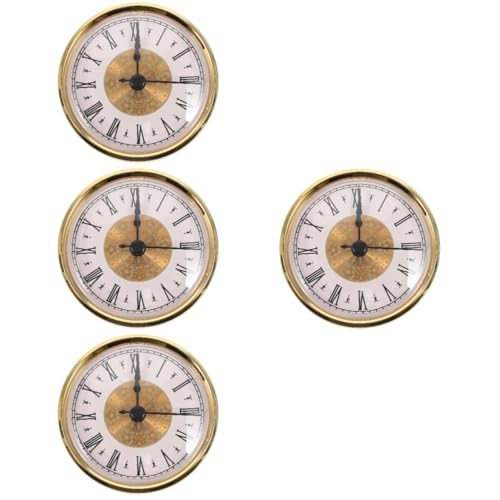 Uonlytech 4 Stück Vintage-Uhr Retro Uhr Retro Styles - Uhr Einsetzen römische ziffern Stumme Uhr Uhren für Wohnzimmer geführte Uhr runder eingelegter Uhrenkopf runder Uhrenkopf Plastik von Uonlytech