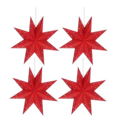 Uonlytech 4 Stück Weihnachts-Papierlaternen-Stern-Lampenschirm, Weihnachts-Papier- -Lampenschirm, Fenster-Stern-Hängelichtschirm für Hochzeits-Party-Dekoration Uonlytech 4 Stück Weihnachts-Papierlaternen-Stern-Lampenschirm, Weihnachts-Papier- -Lampenschirm, Fenster-Stern-Hängelichtschirm für Hochzeits-Party-Dekoration von Uonlytech