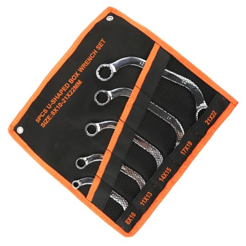 Uonlytech 5 Stück Teiliges C Förmiges Multifunktions Doppelkopf Maulschlüssel Set Stahl Robuste Steckschlüssel für Enge Räume und Notfälle für Reparaturen und von Uonlytech
