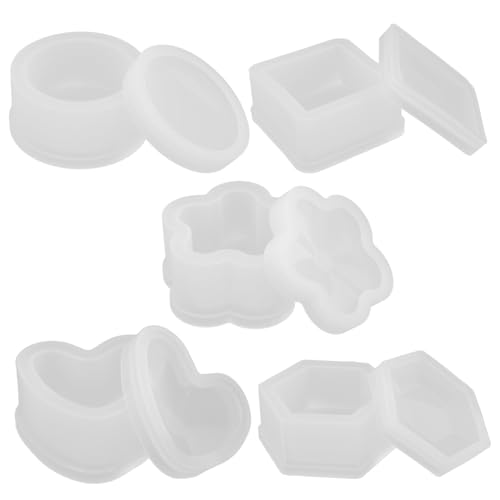 Uonlytech 5 Stück Teiliges Schmuckschachtel Formen mit Herz Sechseck Viereck Inkl Deckel Langlebig Leicht Entformbar für DIY Resin Schmuckkasten Schmuckhalter Aufbewahrung und Kerzenhalter Uonlytech 5 Stück Teiliges Schmuckschachtel Formen mit Herz Sechseck Viereck Inkl Deckel Langlebig Leicht Entformbar für DIY Resin Schmuckkasten Schmuckhalter Aufbewahrung und Kerzenhalter von Uonlytech