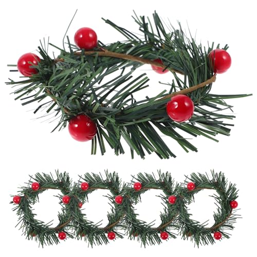 Uonlytech 5 Stück Weihnachtskranz Beerenkranz 11cm Weihnachtsschmuck Kranz Hängender Mini Kranz Türkranz Wandkranz für Weihnachten Puppenhaus Mikrolandschaft Terrarium Bonsai Dunkelgrün von Uonlytech
