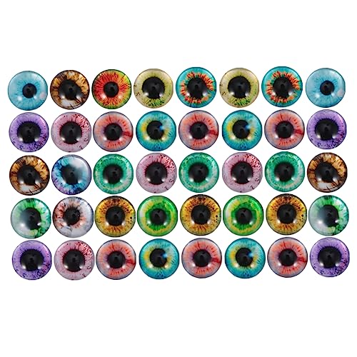 Uonlytech 50 Stück Patches Halbkreis Augenmuster Diy Schmuckzubehör Gemischte Muster Cabochons für Kreative Bastelprojekte für Schmuck Uhren und Mehr von Uonlytech