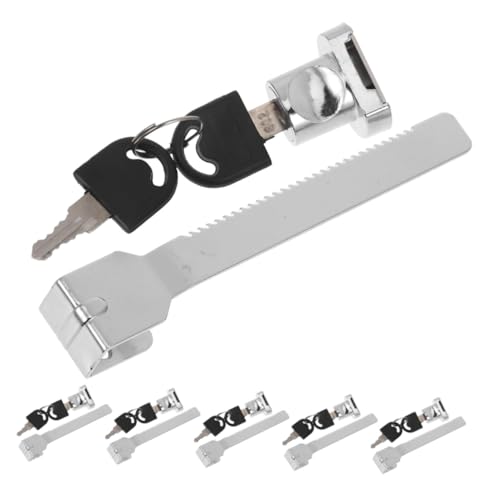 Uonlytech 6 Sätze Glasschiebetürschloss für Gefrierschränke mit Schlüssel Zuverlässiges Antidiebstahl-sicherheitsschloss für Glasvitrinen Einfache Montage Kompatibel mit Horizontalen von Uonlytech