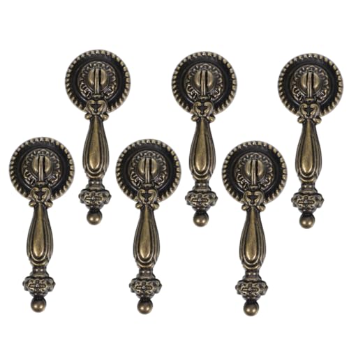 Uonlytech 6 Stück Vintage Schrankgriffe aus Robustem Zinklegierung-metall Antike Bronzeoptik Runde Schubladenknöpfe mit Einfachem Design Schnelle Montage für Küche Bad Kleiderschrank von Uonlytech