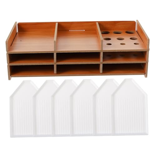 Uonlytech 7 Stück Diamant Malerei Halterung Lagerung Groß Stiftablage Veranstalter Tabletts Inhaber Diamant Art Tray Organizer Zubehör Tablett-Organizer Diamond Art Organizer Tablett Holz von Uonlytech