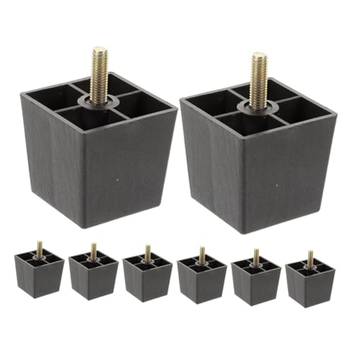 Uonlytech 8Stücke Höhenverstellbare Möbelfüße und Quadratische Form DIY Couch Beinverlängerung Schraubfüße für Schrank von Uonlytech