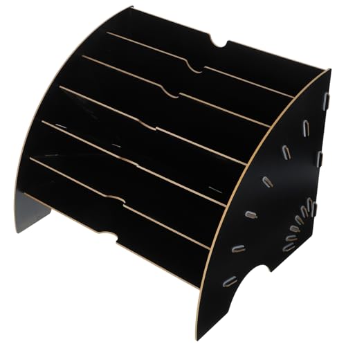 Uonlytech Aktenständer Aus Holz Schreibtisch-Papier-Organizer Prospekthalter Dokumentenregal Literaturregal Aktenregal Buchhalter Schreibtisch-Organizer Buchanzeigestand Black Hölzern von Uonlytech