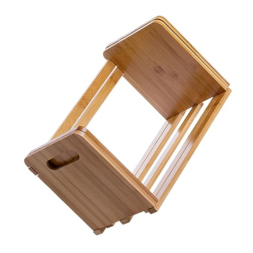 Uonlytech Bamboo Desktop Book Storage Rack Verstellbares Bücherregal aus Hochwertigem Bambus für Schreibtischorganisation und Platzsparende Aufbewahrung für Zuhause und Büro von Uonlytech