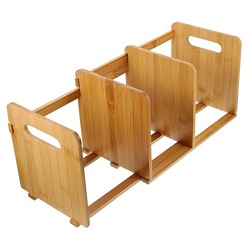 Uonlytech Bambus Bücherregal für Schreibtisch Verstellbarer Desktop Organizer mit Einziehbarer für Wohnzimmer Büro und Schule Platzsparend und Vielseitig Einsetzbar von Uonlytech