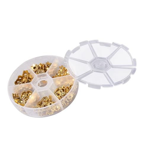 Uonlytech Blumenförmige Perlen Zahlenherstellung Schmuck Blumenförmige Perlen Zum Basteln Metallmaterial Perlenkappen Blumenperlenkappen Topper Perlenkappen Zubehör von Uonlytech