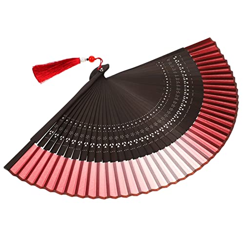 Uonlytech Chinesischer Faltfächer Retro Stil mit Quaste Handgehaltener Lüfter für Hochzeiten und Parties für Cosplay Gradientenrot Uonlytech Chinesischer Faltfächer Retro Stil mit Quaste Handgehaltener Lüfter für Hochzeiten und Parties für Cosplay Gradientenrot von Uonlytech