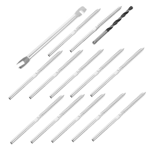 Uonlytech Edelstahl Swage Lag Schrauben Kabelgeländer mit Gewindebolzen für Treppen Deckgeländer Spannungsstabil ohne Zusätzliche Spanner Inklusive Bohrer von Uonlytech