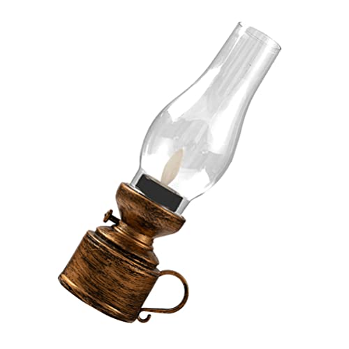 Uonlytech Glas-Öllampe: Vintage-Petroleumlampe Dekorative Öllampe Haushaltslampe Elektronische Petroleumlampe für Hochzeitsschlafzimmer-Raumdekoration (Bronze) von Uonlytech