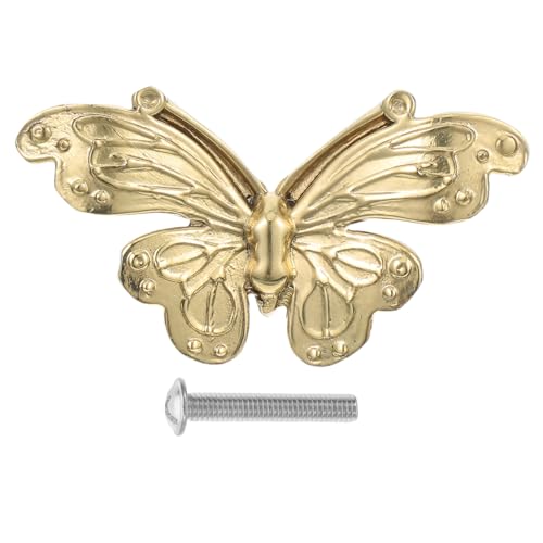 Uonlytech Goldfarbener Messing schmetterling Möbelknopf Stabiler Schubladengriff für Kommode Schrank Schuhschrank Stilvoller Griff mit Einfachem Lochabstand Geeignet für Küche Büro und von Uonlytech