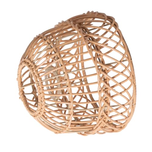 Uonlytech Imitat rattan Pendelleuchte Lampenschirm Handgewebt Pp material Stabile Deckenleuchte Lampenabdeckung für Wohnzimmer Schlafzimmer Restaurant Gelb Fassung von Uonlytech