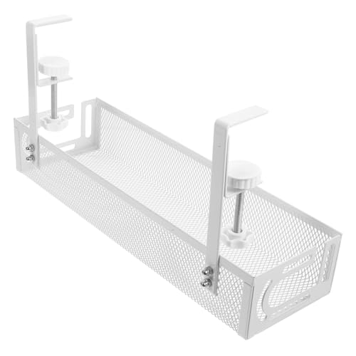 Uonlytech Kabelmanagement Untertisch Regal Kabelorganizer für Schreibtisch Selbstklebend Halbrund Weiß Platzsparend für Büro und Zuhause von Uonlytech