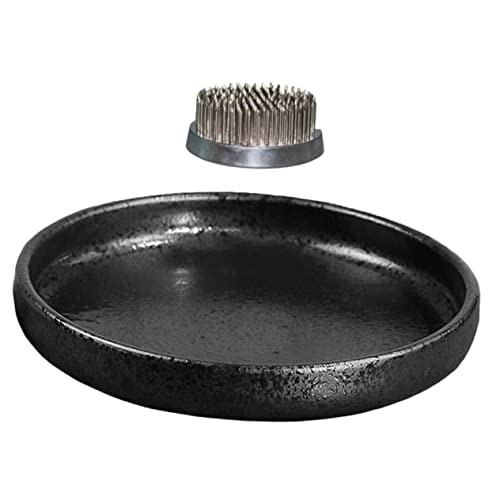 Uonlytech Keramik Blumentopf mit Rundem Flower Pin Holder Stabiles Kenzan Blumengesteck Japanischer Ikebana Steckigel für Einfache Blumenarrangements Wasserabsorbierend Langlebig Geeignet von Uonlytech