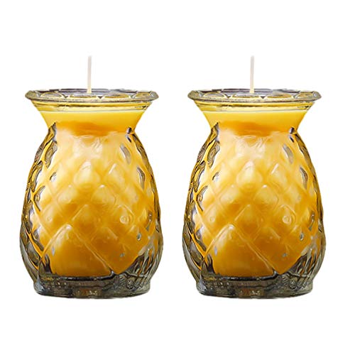 Uonlytech Kerze Ananas 2 Stück Ananas Kerze Buddha Butter Lampe Kerze Desktop Glas Tasse Brennende Gelbe Kerze Ornament Esstisch Dekorationen für zu Hause Geburtstag Hochzeitsfeier von Uonlytech