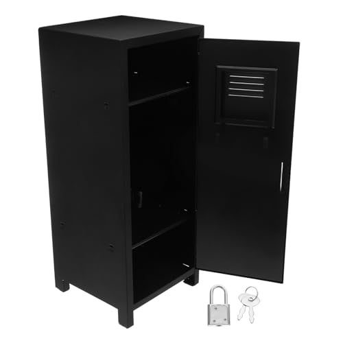 Uonlytech Kleiner Abschließbarer Metall-Schrank mit Schlüssel Kompakter Desktop Organizer aus Robustem Eisen für Büro Schlafzimmer Wohnzimmer Vielseitiger von Uonlytech