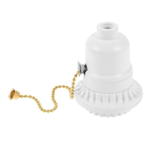 Uonlytech Lampenfassung Mit Zugschalter Für Stehlampe Sockel DIY Zubehör Weißer Schraubring Goldene Zugkette Für LED Leuchtmittel Haushalt Lampe von Uonlytech