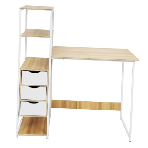 Uonlytech Moderner Eckschreibtisch mit Seitenschrank Stabiler Holz BAU Schreibtisch mit Regal für Schlafzimmer Home Office Vielseitiger Arbeitsplatz Uonlytech Moderner Eckschreibtisch mit Seitenschrank Stabiler Holz BAU Schreibtisch mit Regal für Schlafzimmer Home Office Vielseitiger Arbeitsplatz von Uonlytech