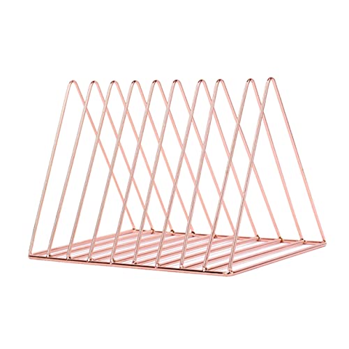 Uonlytech Moderner Metall Bücherregal Dreieckiger Aktenhalter für Schreibtisch Eleganter Organizer Roségold für Zuhause Büro und Schule von Uonlytech