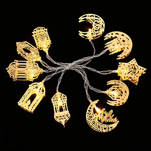 Uonlytech Ramadan Beleuchtung 1.65M LED Ramadan Licht Dekorative Muslim Ramadan Laterne Islam Eid Mubarak Dekoration für Festival Goldene Uonlytech Ramadan Beleuchtung 1.65M LED Ramadan Licht Dekorative Muslim Ramadan Laterne Islam Eid Mubarak Dekoration für Festival Goldene von Uonlytech