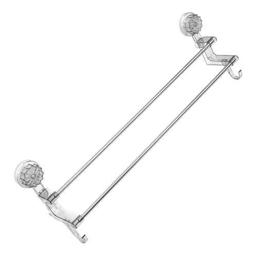 Uonlytech Saugfunktion Doppelstangen Handtuchhalter Badezimmer Mehrzweck Wandhalterung für Handtücher und Schuhe Langlebig Modernes Design Einfache Montage ohne Bohren Geeignet für Dusche von Uonlytech