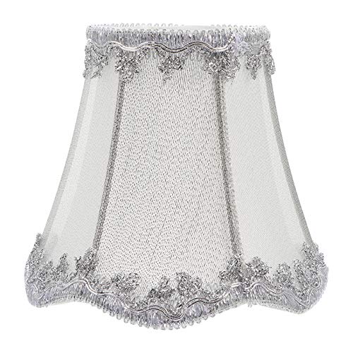 Uonlytech Silber Stoff Lampenschirm Sackleinen Clip auf Kronleuchter Lampenschirme Leinen Lampenschirm für Tisch Kronleuchter Wandlampe Wohnzimmer Schlafzimmer von Uonlytech