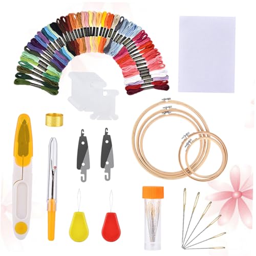 Uonlytech Stickwerkzeug-Set Mit Farbigen Fäden Spulen Schere Und Nadeln Für Kreuzstich Und Nähen in Kunststoffkoffer Für Heimwerker Und Haushalt Uonlytech Stickwerkzeug-Set Mit Farbigen Fäden Spulen Schere Und Nadeln Für Kreuzstich Und Nähen in Kunststoffkoffer Für Heimwerker Und Haushalt von Uonlytech