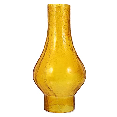 Uonlytech Zylinder Lampenglas Vesta Schirm Petroschirm Glasschirm Öllampe Glaszylinder Lampenschirm Glas Ersatzschirm Ersatzglas Lampenabdeckung für Öllampe Wandlampe Petroleumlampe Gelb von Uonlytech