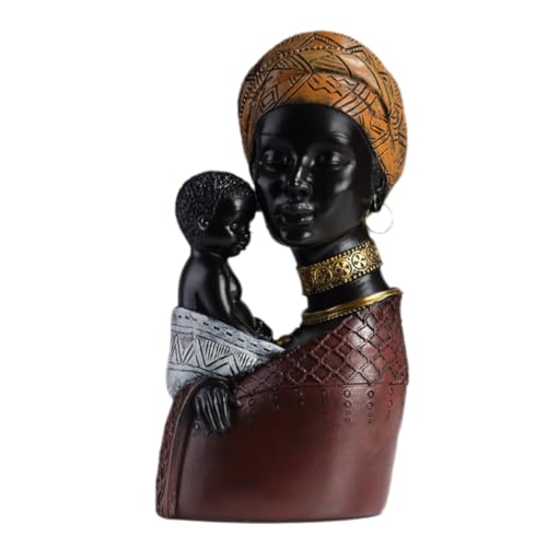 Uooduby , Afrikanische Kunstskulptur, Afrikanisches, Statue und Sohn, Perfekt Als Tischdekoration im Wohnzimmer, Gelb von Uooduby