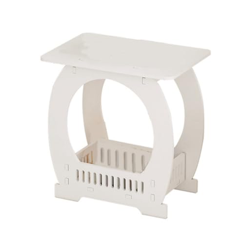 Uooduby 1 x Beistelltisch, schmaler Nachttisch, weiß, Nachttisch mit Ablagekorb, schmaler Couchtisch, kleine Räume, Sofatisch von Uooduby
