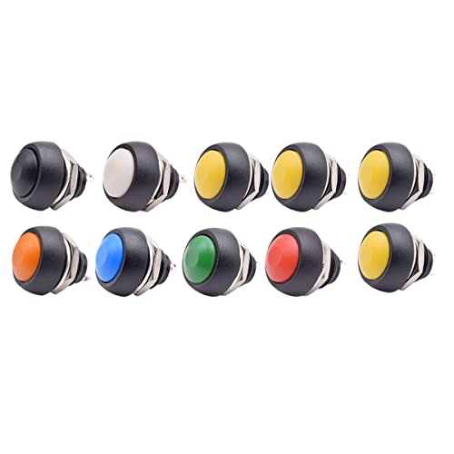 Uooduby 10 StüCk 2-Poliger Mini-Schalter 12 Mm 1 ein Wasserdichter Schalter PBS-33B 12 V Momentandruckschalter ZurüCksetzen Nicht Verriegelnd PBS-33B von Uooduby