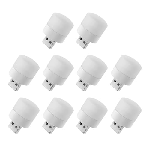 Uooduby 10 Stück Mini-Nachtlicht, Augenschutz, Buch-Leselicht, USB-Stecker, Computer, Mobile Stromversorgung, LED-Nachtlampe, Weißes Licht Uooduby 10 Stück Mini-Nachtlicht, Augenschutz, Buch-Leselicht, USB-Stecker, Computer, Mobile Stromversorgung, LED-Nachtlampe, Weißes Licht von Uooduby