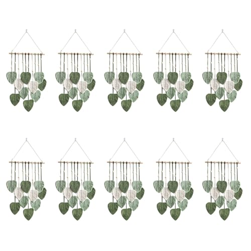 Uooduby 10X Blatt Makramee Wandbehang Boho Room Home Decor Gewebter Ästhetischer Wandteppich Home Room Hochzeitsdekoration GrüN Uooduby 10X Blatt Makramee Wandbehang Boho Room Home Decor Gewebter Ästhetischer Wandteppich Home Room Hochzeitsdekoration GrüN von Uooduby
