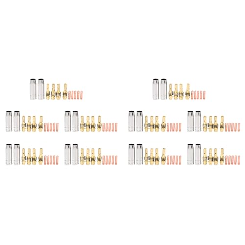 Uooduby 110 Teile Mig Schweiß Düse Schweißer Düsen Gold Spitzen Halter Tipps 0,040 Gas Diffusor Set für Taschenlampen von Uooduby