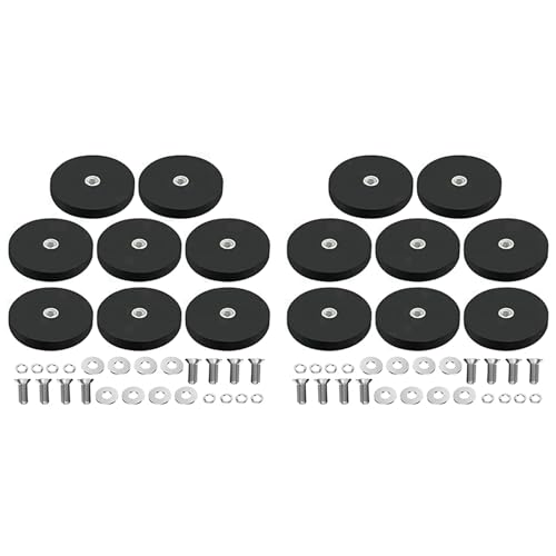 Uooduby 16Er-Pack Gummibeschichteter Magnet,Neodym-Magnetbasis mit Gummibeschichtung,Ø 43 Mm,Kratzfester Magnet,M6-AußEngewinde,Schwarz von Uooduby