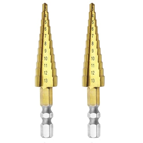 Uooduby 2Stück 3-13 mm HSS Stufenbohrer mit Gerader Nut, für und Metall, Lochschneider, Kernbohrer, Pagodenbohrer von Uooduby