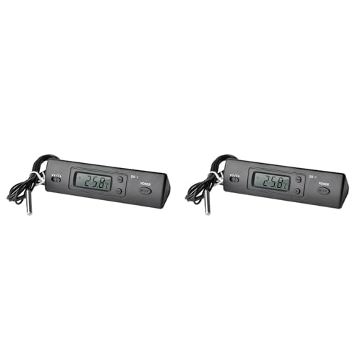 Uooduby 2X -1 Autothermometer LCD-Anzeige C/F Uhr Temperatursensor Regler Innen-/Außenthermostat mit Sonde von Uooduby