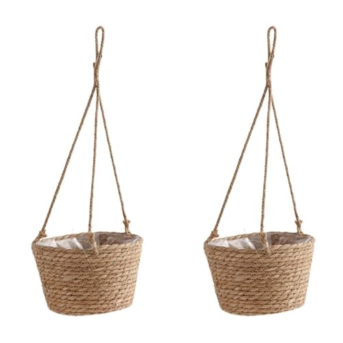 Uooduby 2X Garten-Hängepflanzgefäß, Makramee-Pflanzenaufbewahrungskorb, Juteseil, Gewebt, für Drinnen und Draußen, Blumentopfhalter, Primärfarbe L Uooduby 2X Garten-Hängepflanzgefäß, Makramee-Pflanzenaufbewahrungskorb, Juteseil, Gewebt, für Drinnen und Draußen, Blumentopfhalter, Primärfarbe L von Uooduby