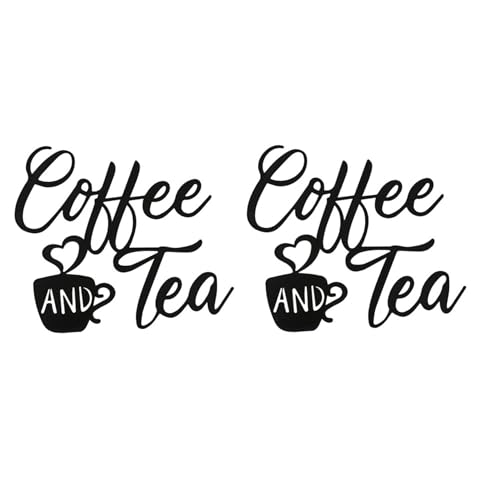 Uooduby 2X Kaffeeschild und Teebar, Metall-Wanddekoration zum AufhäNgen, Schwarzer Tassendekor, Buchstabe für Café, Bauernhaus, KüChe Uooduby 2X Kaffeeschild und Teebar, Metall-Wanddekoration zum AufhäNgen, Schwarzer Tassendekor, Buchstabe für Café, Bauernhaus, KüChe von Uooduby