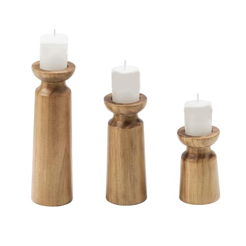 Uooduby 3 Stück Kerzenhalter Aus Natürlichem, Kerzenständer für Hochzeiten im Retro-Stil, Festliche Tischdekoration für Zuhause und Partys von Uooduby