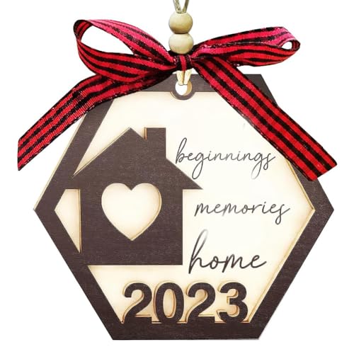 Uooduby 3-Teilige Wohndekoration 2023, Einweihungsgeschenke für Zuhause, Geschenk für das Erste Weihnachten, Wohndekoration 2023, Einfach zu Verwenden von Uooduby