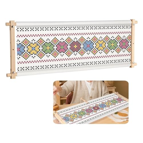 Uooduby 32,8 X 12 Kreuzstichrahmen, Stickrolle, Holzrahmen für Handarbeiten, Handarbeitsständer, Handarbeits-Clip-Werkzeug von Uooduby